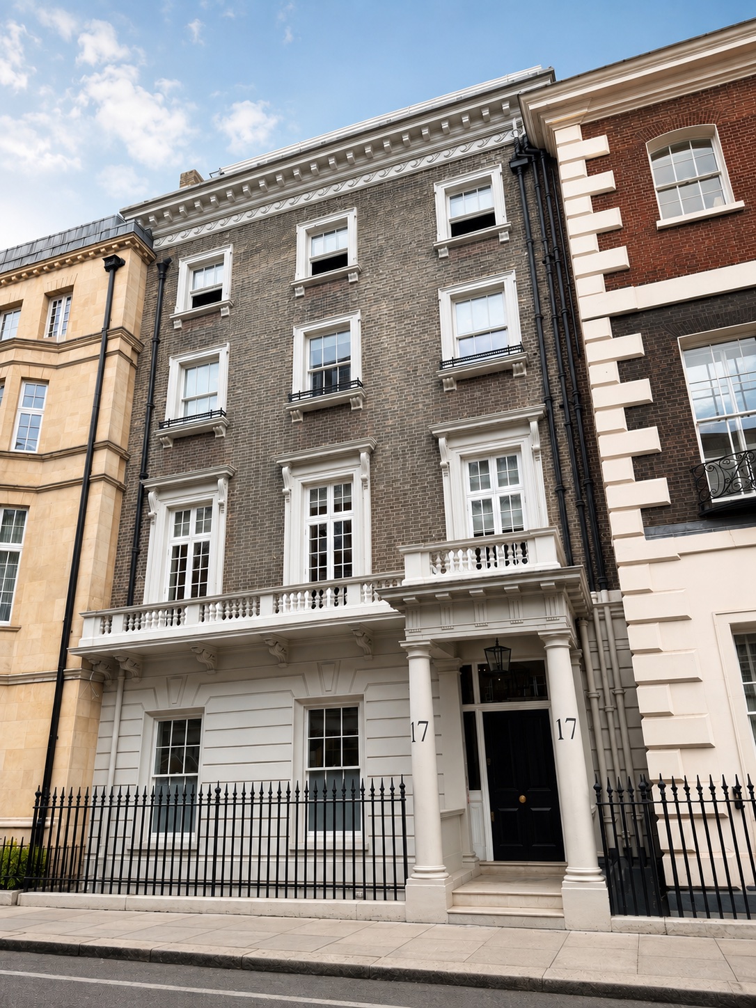 A restored period façade in Mayfair, refurbished by Jamlin